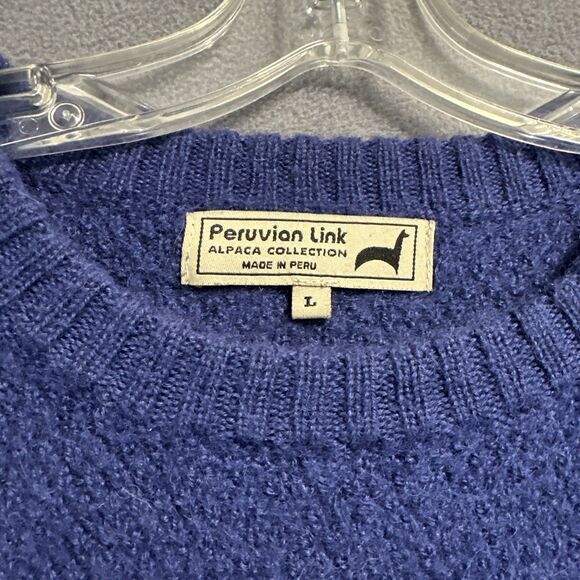 Peruvian Link Alpaca Collection Sweater Womens Size L Blue Crewneck Fisherman - Picture 2 of 7
